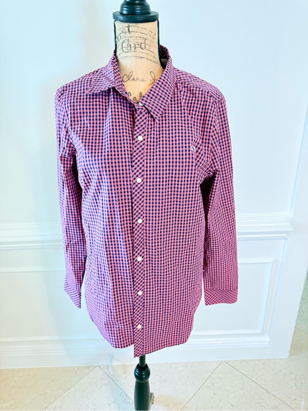 Vineyard Vines Pink and Navy Gingham Button-Down Shirt